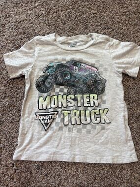 Monster Truck Graphic Tee - Light Gray Youth Short Sleeve